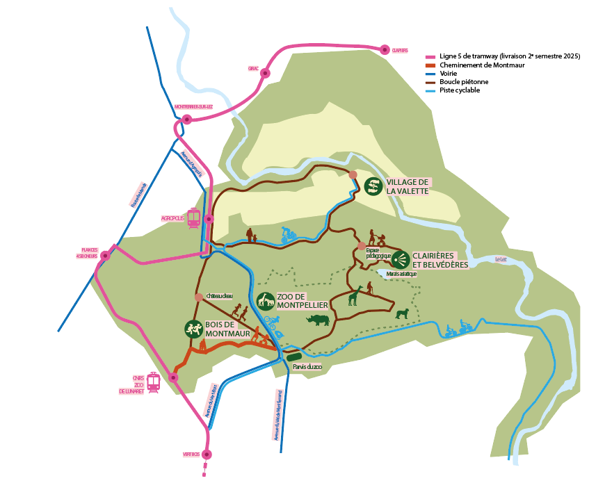 Carte du Grand parc du Lunaret 