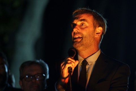 Michaël Delafosse lors du discours du 9 octobre 2024 au Parc Rimbaud à Montpellier