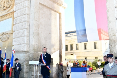 Michaël Delafosse lors du discours de la Commémoration du 106e anniversaire de l’Armistice de 1918