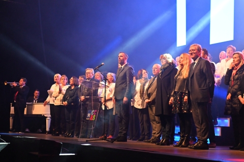 Michaël Delafosse lors de son discours au repas de l'âge d'or.