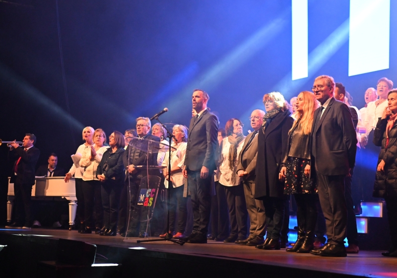 Michaël Delafosse lors de son discours au repas de l'âge d'or.